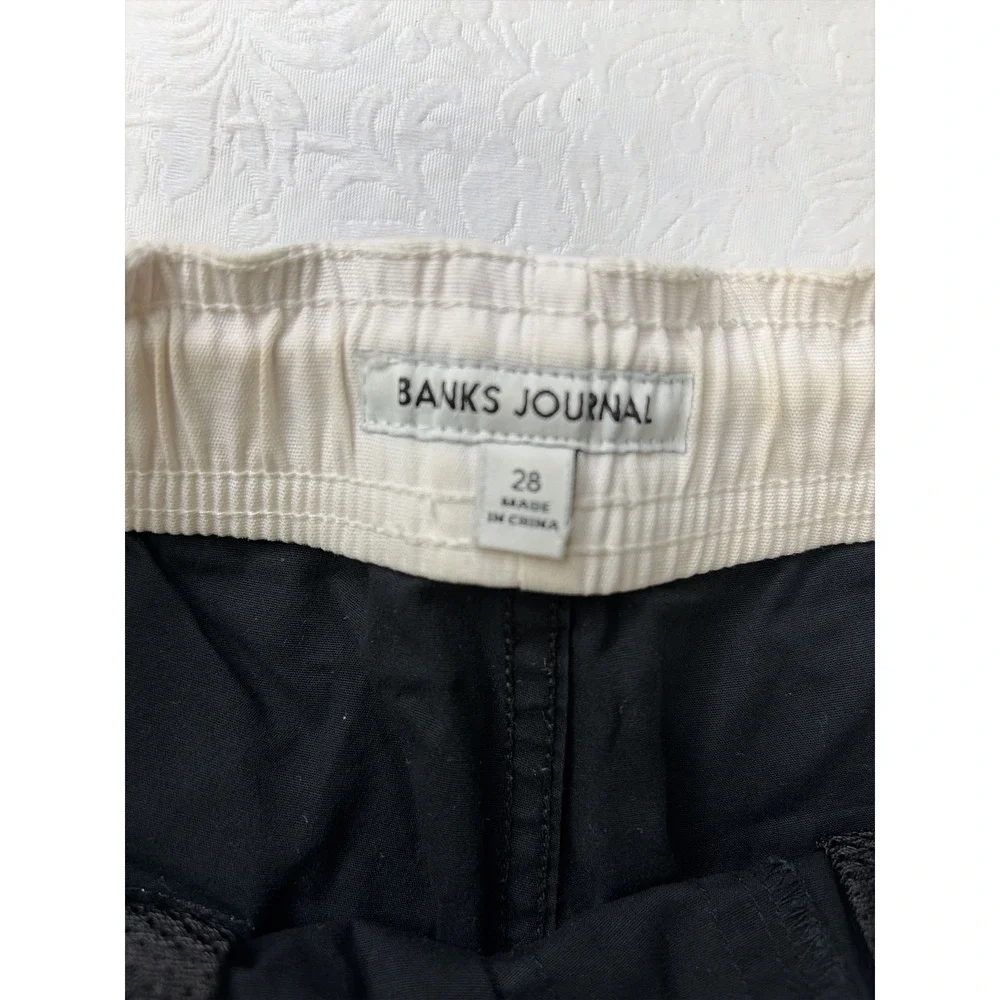 Banks Journal Surfjack Swim Club Honolulu Shorts Black White Mens 28 Drawstring